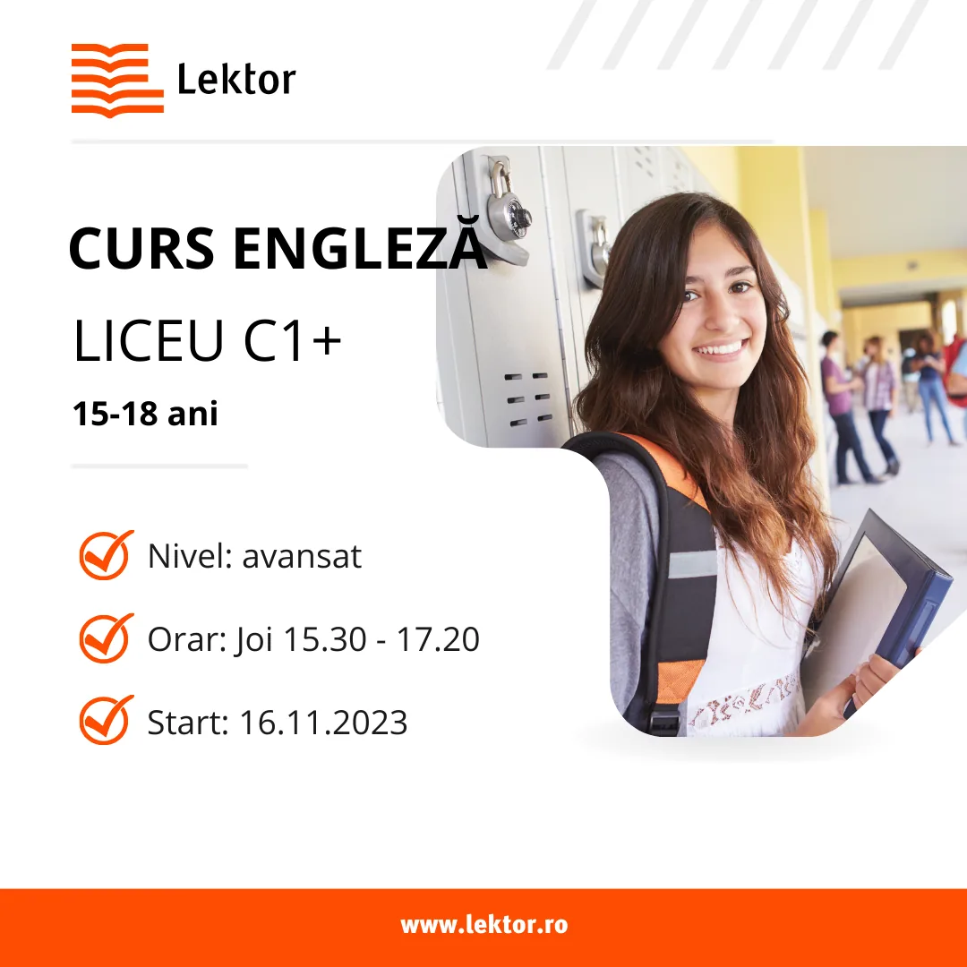 Start înscrieri cursuri limba engleză pentru elevi de liceu, nivel avansat